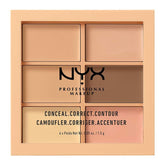 NYX Conceal Correct Contour Palette Light 01 showing six light beige contour shades"