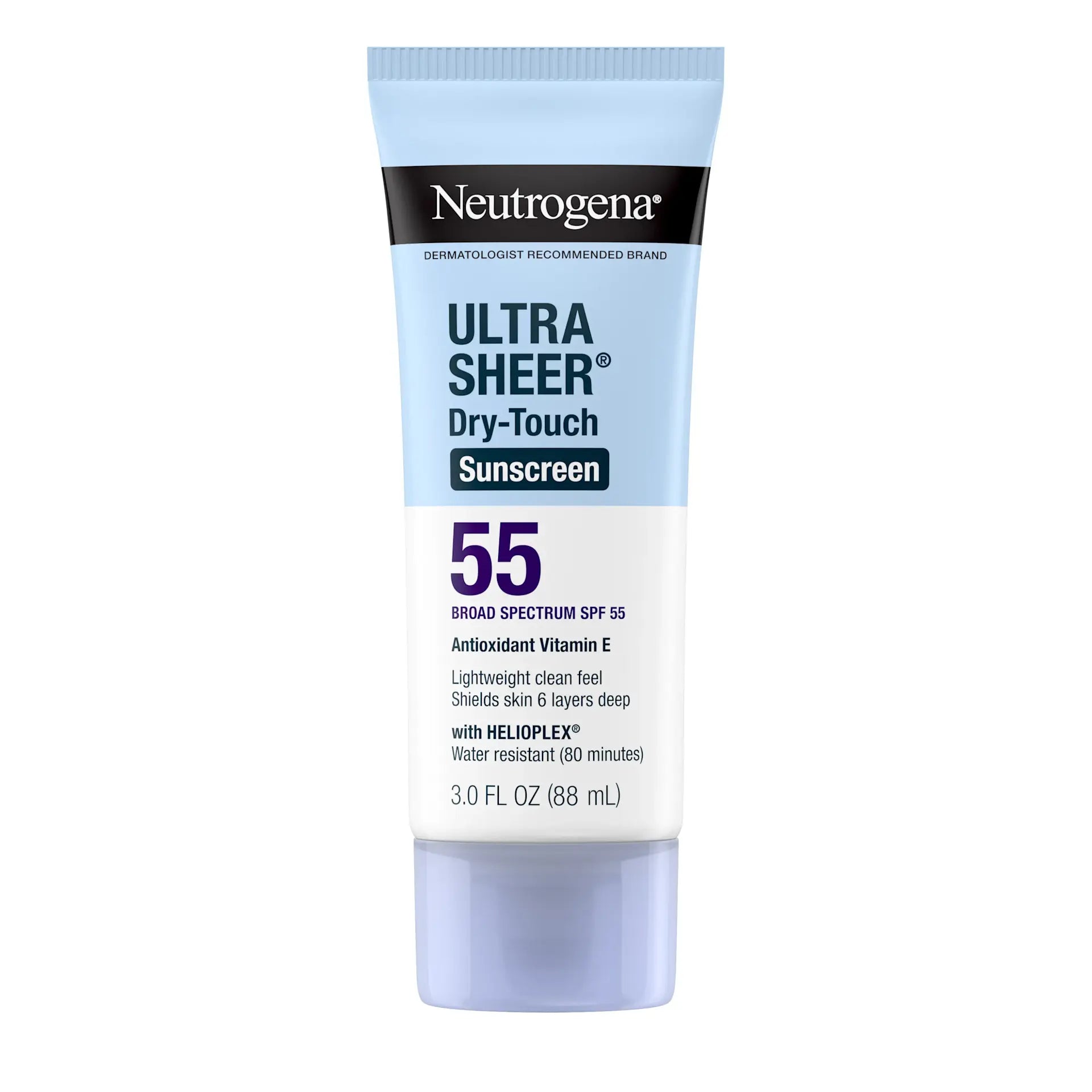 Neutrogena Ultra Sheer Dry-Touch Sunscreen SPF 55 on a white background