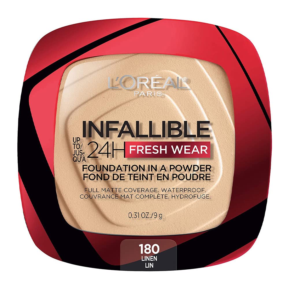 L'Oreal Paris- Infallible Fresh Wear Foundation In A Powder 24H Wear 180 Linen